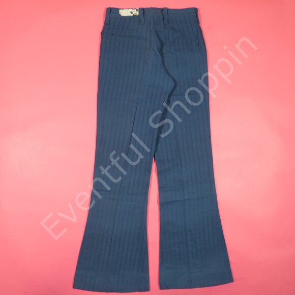Vintage Flare Leg Pants Womens Size 26 Blue Perforated Stripe Deadstock - Picture 3 of 5